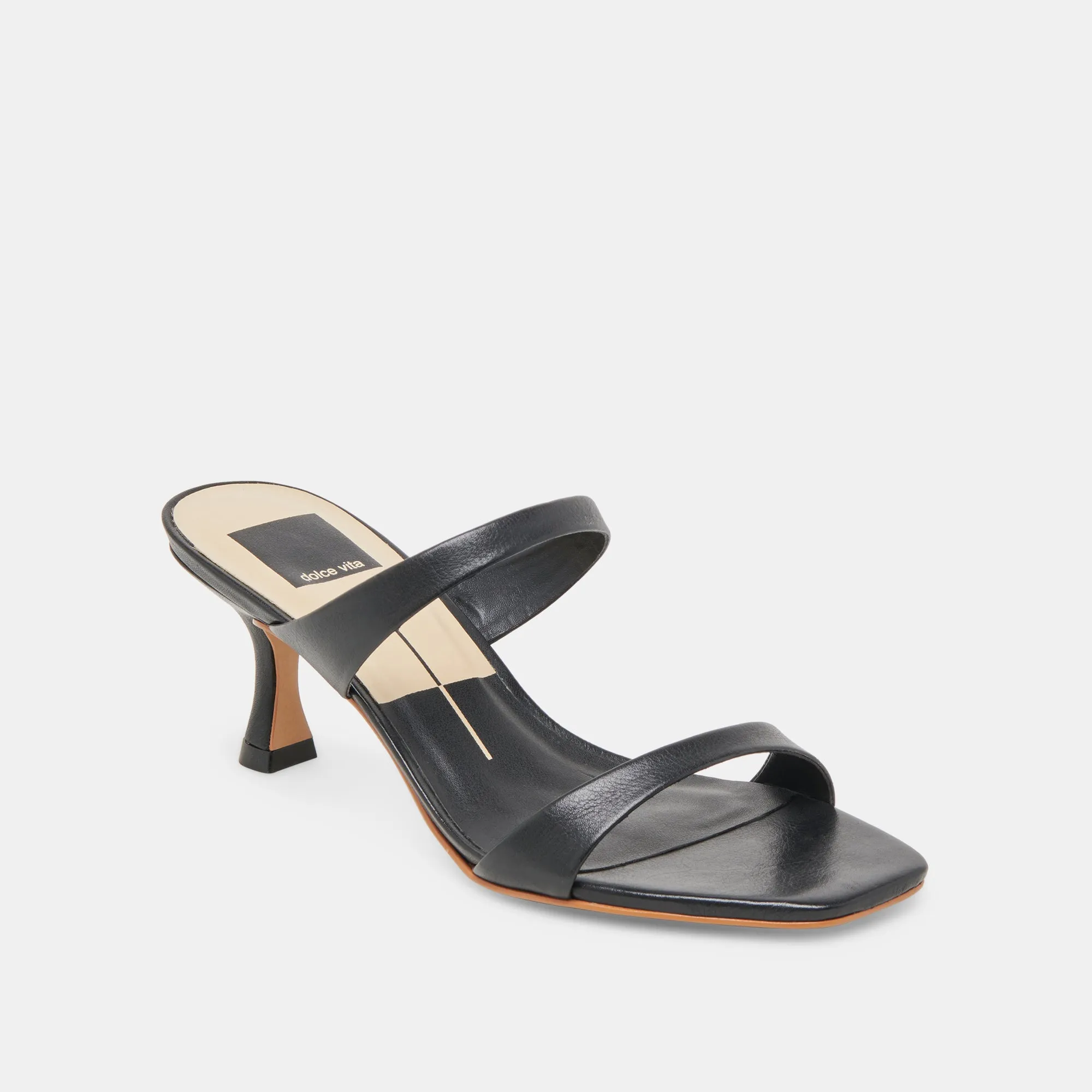 GENORA HEELS BLACK LEATHER Casual High Heel Shoes Casual Evening Wear