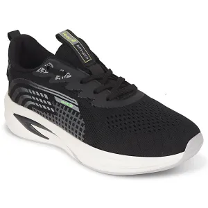 Leap7x Black Sports Lacing Running Shoes For Men KAPSTER-1 By Liberty training aids