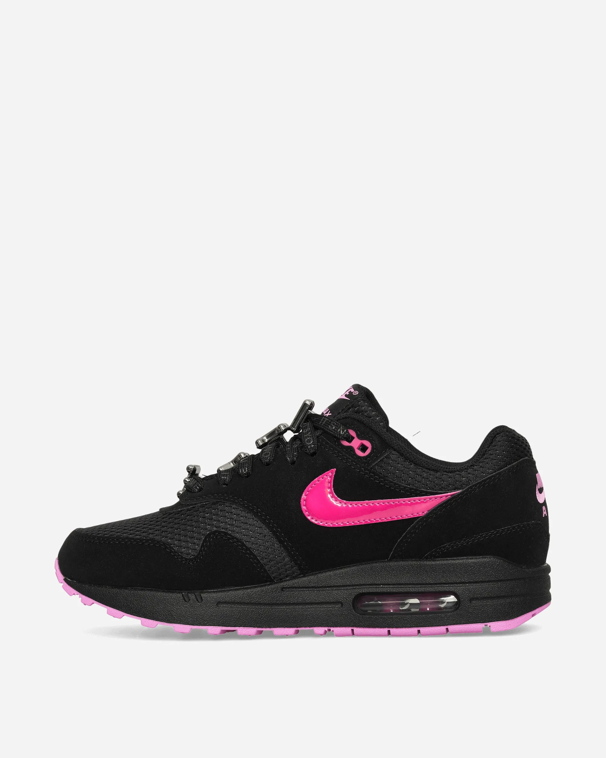 Air Max 1 Premium Sneakers Black / Playful Pink Knit Fresh Plain Tone