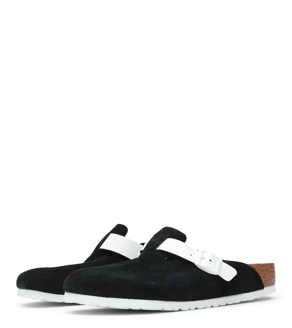 form Birkenstock Boston Suede Black White