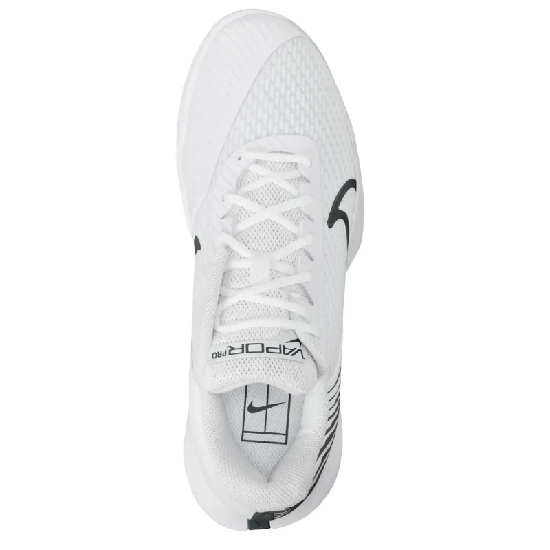 Reinforced toe Lace Up Nike Court Air Zoom Vapor Pro 2 Women Hard Court Tennis Shoes - White/Black-Pure Platinum