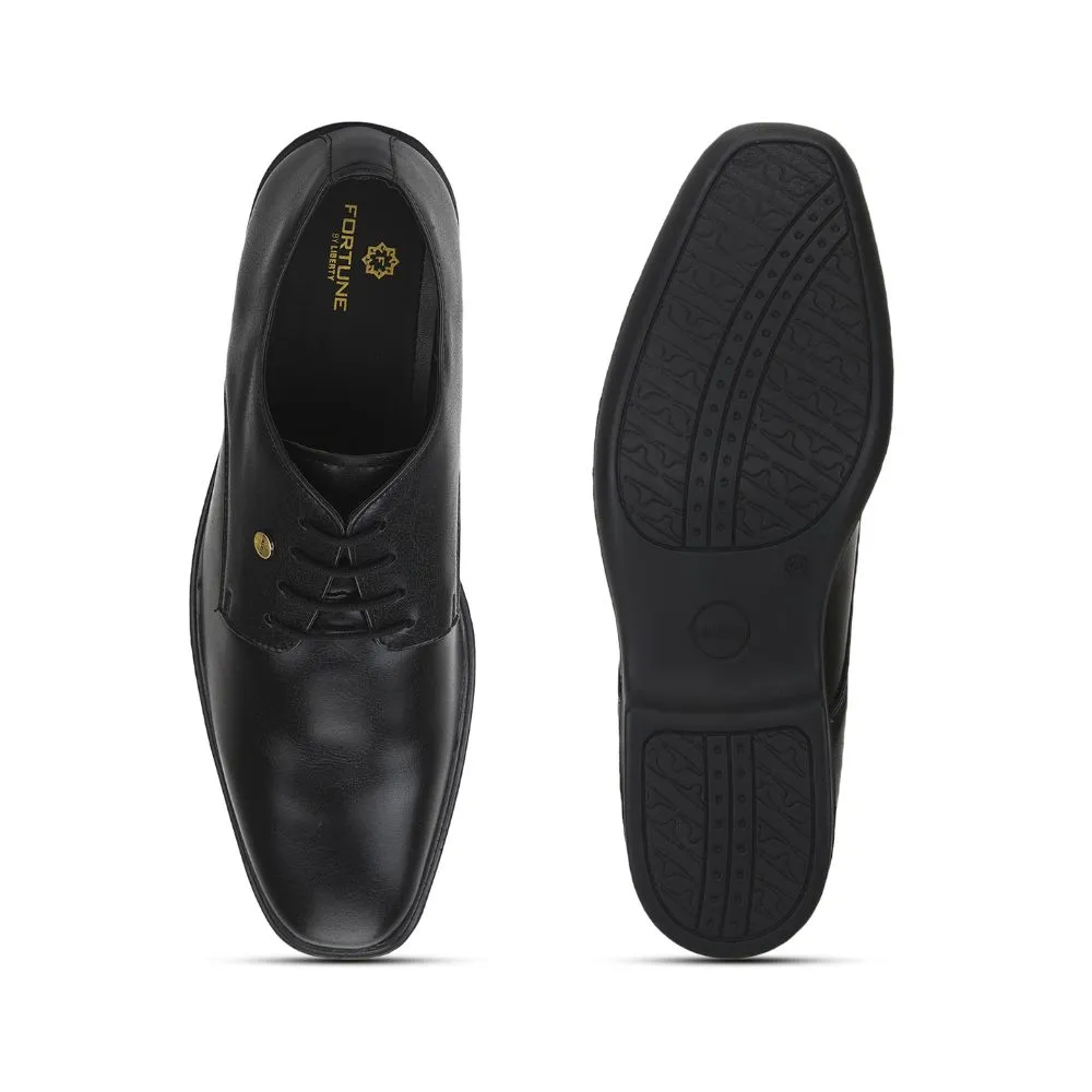 Smooth Sleek Edge Fortune Black Formal Lace Up Derby Shoes For Men LUCIO-201 By Liberty