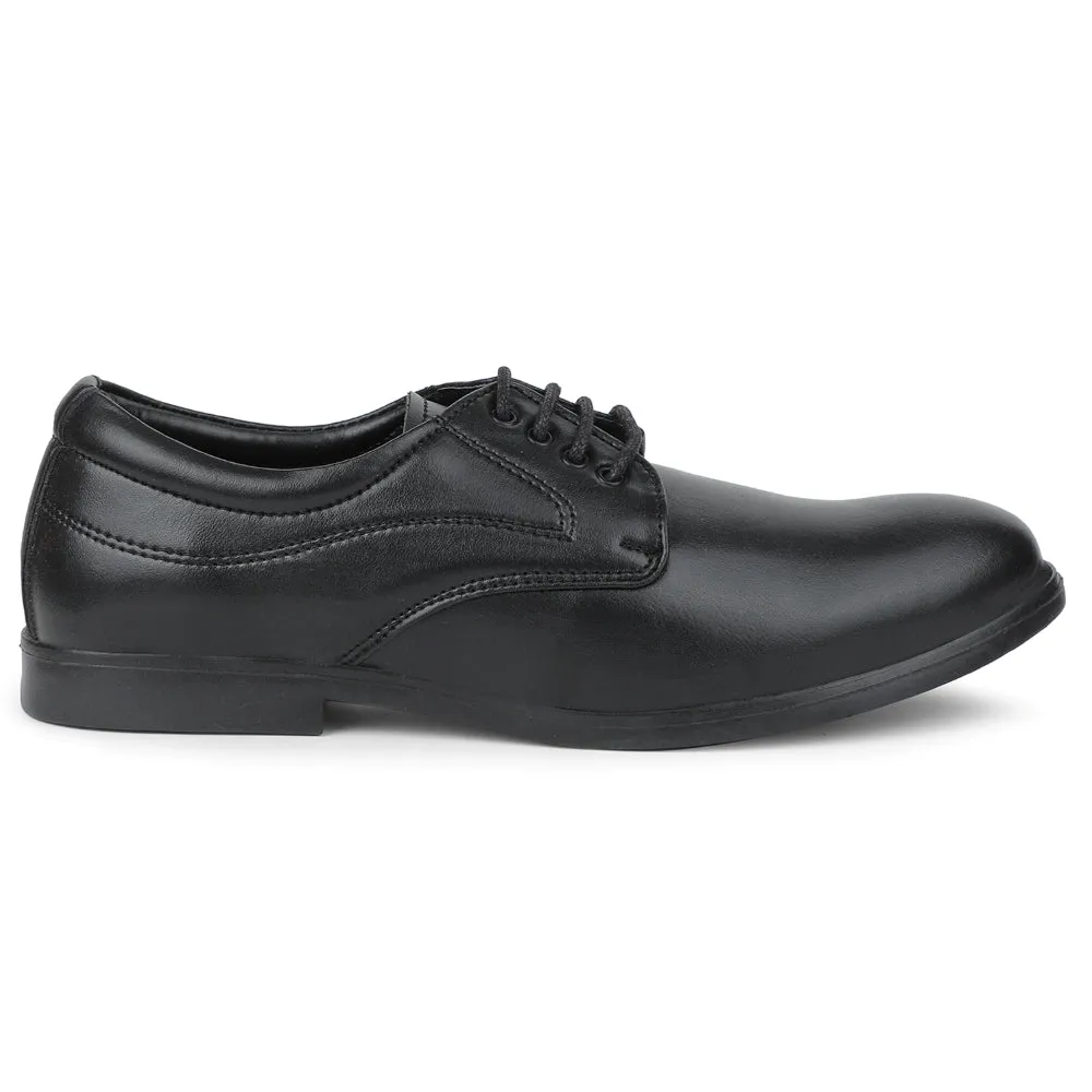 Fortune Black Formal Lacing Derby Shoes For Men MAJESTIC-1 By Liberty Work Ready Smooth Modern Finish