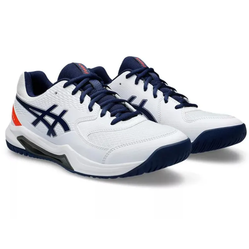 Gym workout Asics GEL-DEDICATE 8 White/Blue Expanse Mens Tennis Shoes