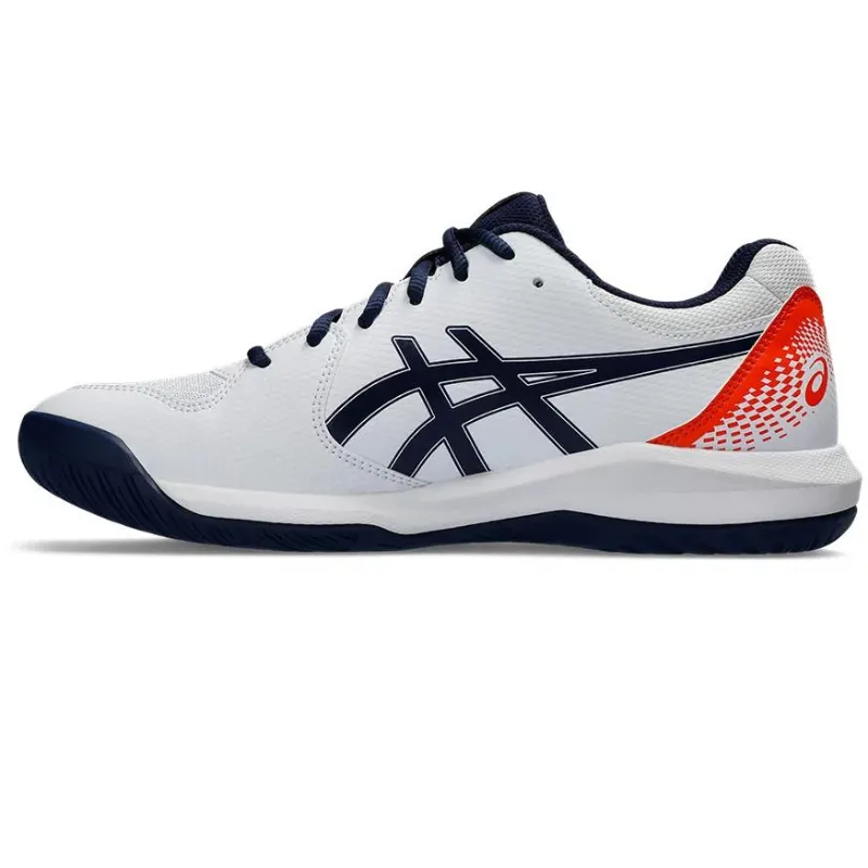 Soft Sole Asics GEL-DEDICATE 8 White/Blue Expanse Mens Tennis Shoes