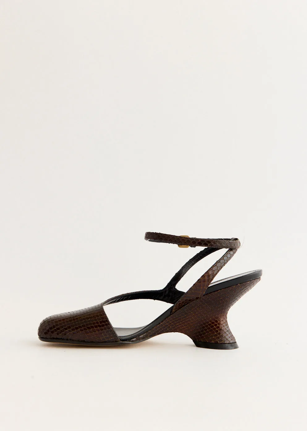 Comfortable Forefoot Snake-Effect Wedge Heels