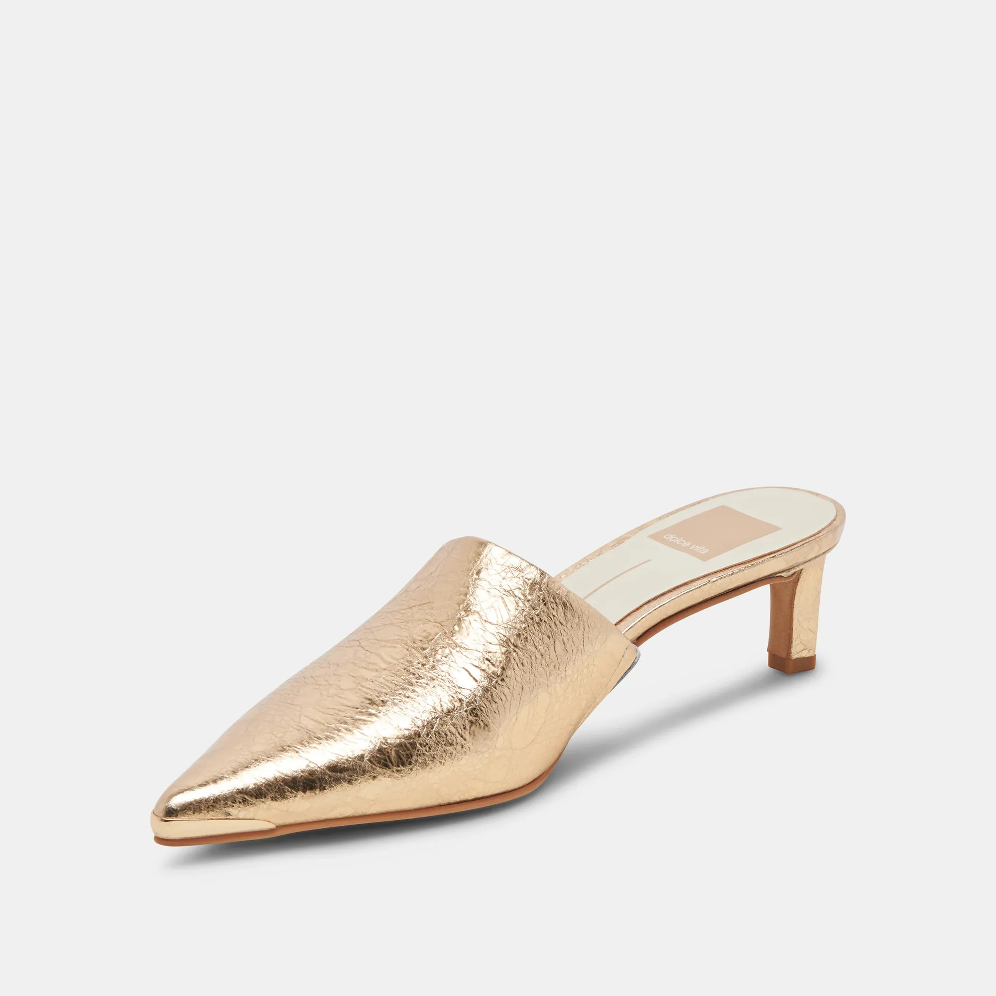 foldable LEXY HEELS GOLD DISTRESSED LEATHER