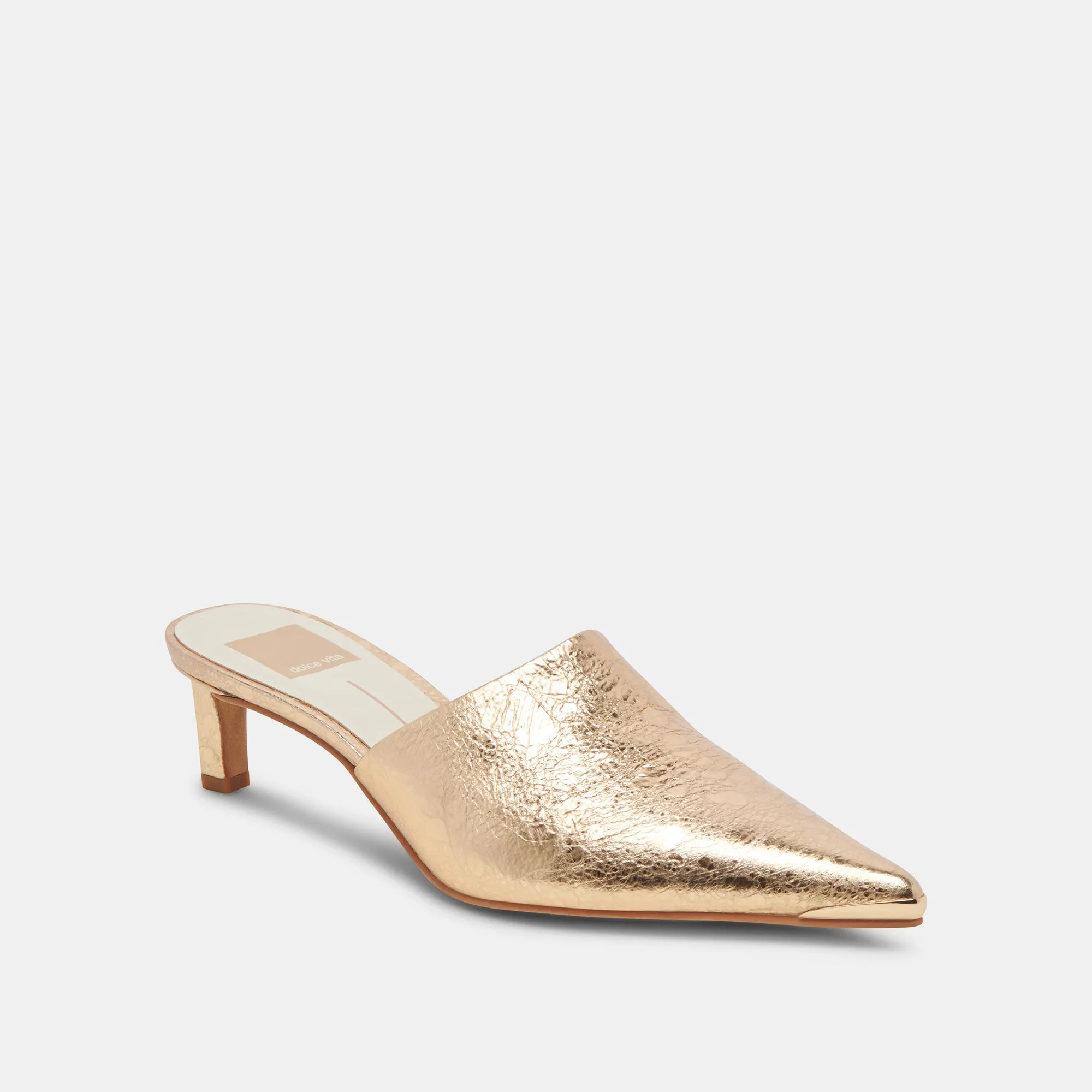 Stretchable LEXY HEELS GOLD DISTRESSED LEATHER