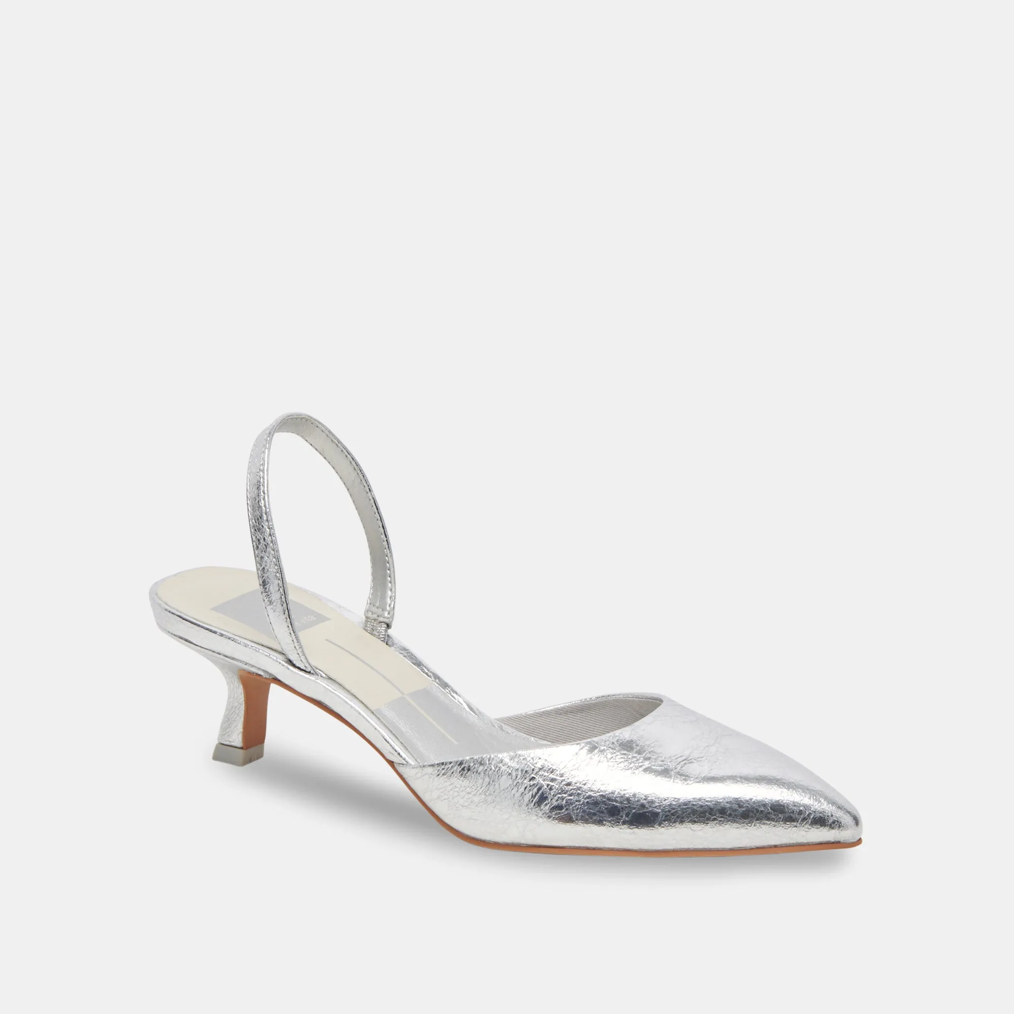 Molded Footbed CORSA WIDE HEELS SILVER CRACKLED LEATHER