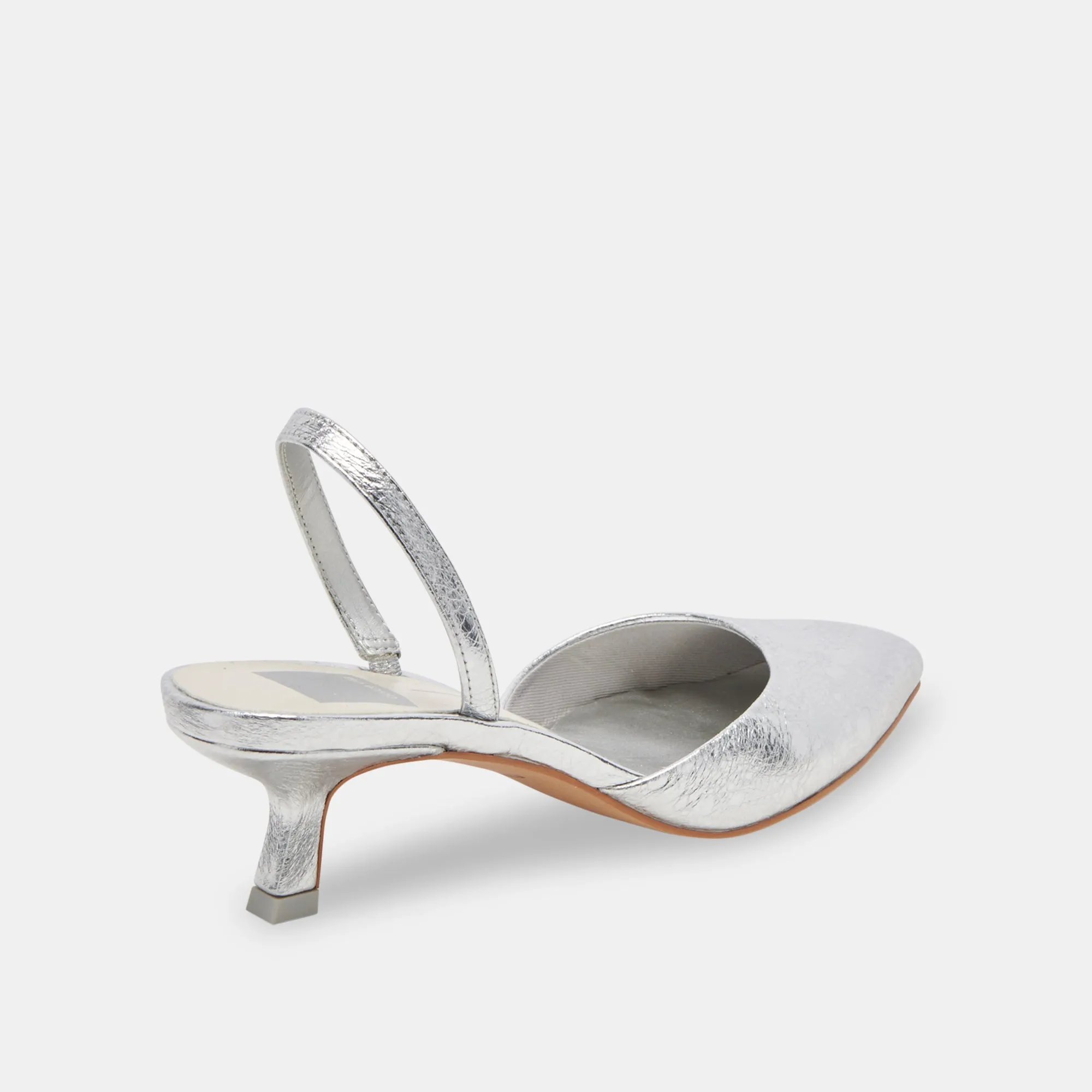 CORSA WIDE HEELS SILVER CRACKLED LEATHER Luxury Heels for Office High Fashion Shoes