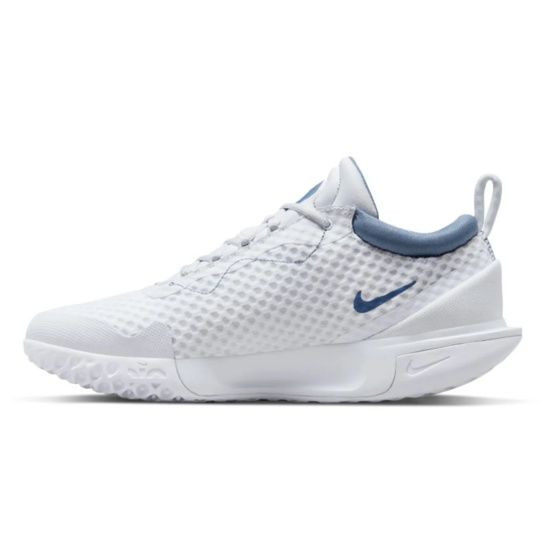 No Slip Agile Step Nike  Court Zoom Pro Men Hard Court Tennis Shoes -White Mystic Navy-Ashen Slate-Grey Fog