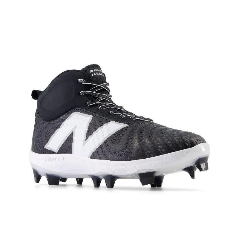 New Balance Men's FuelCell 4040 V7 Mid-Molded Baseball Cleats - Black / Optic White - PM4040K7 Modern Lines