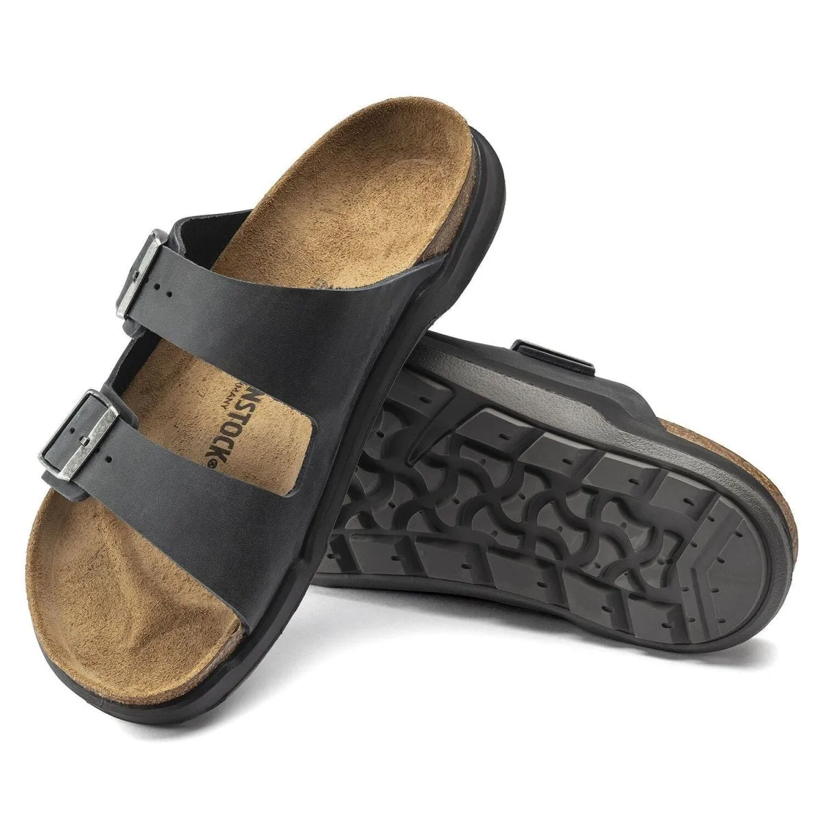 Birkenstock Men's Arizona Rugged Cross Town Black Oiled Leather Walking-Friendly Shoes