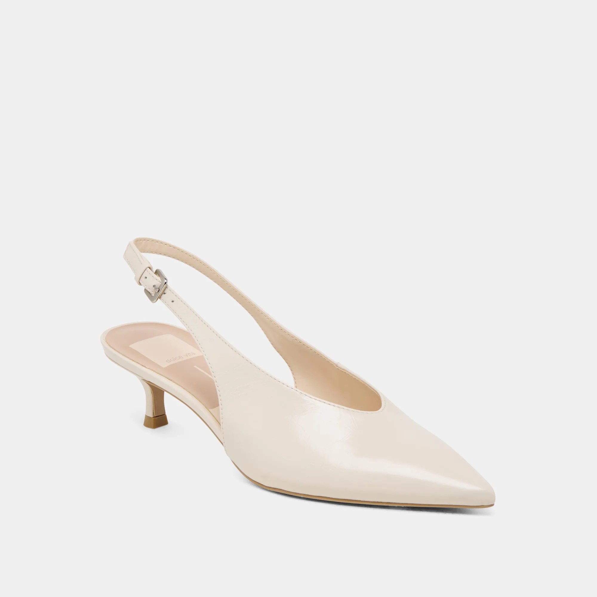 Satin Wedding Shoes ALENNA HEELS BONE CRINKLE PATENT