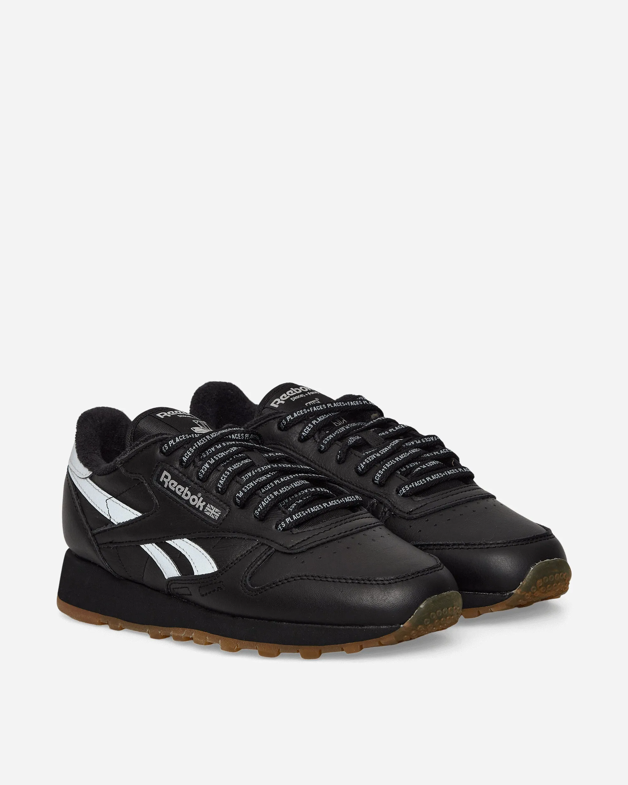 PLACES FACES Classic Leather Sneakers Black / Silver On Feet