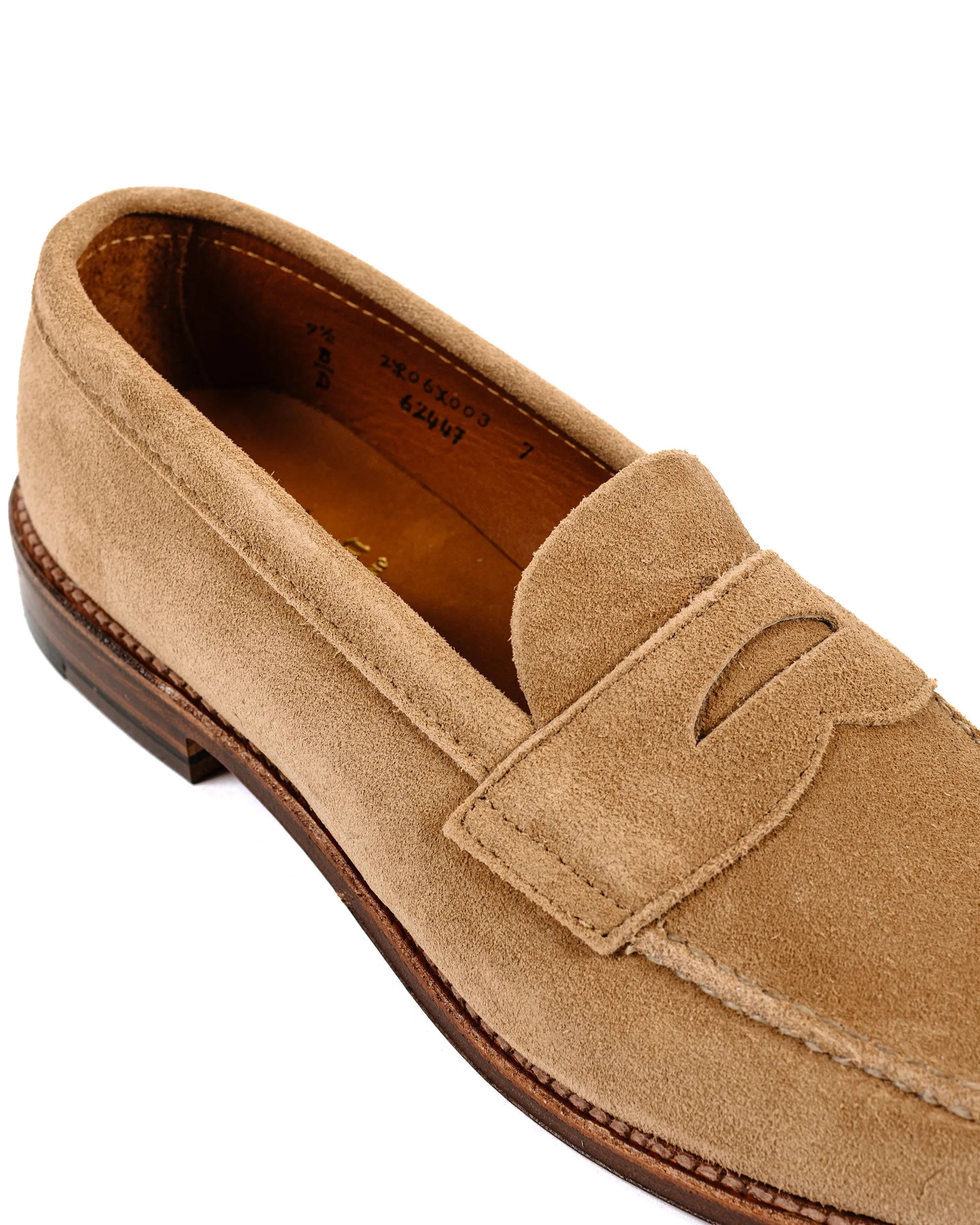 Alden Unlined Leisure Handsewn Tan Suede 6244F HeelCushion Bridge Path