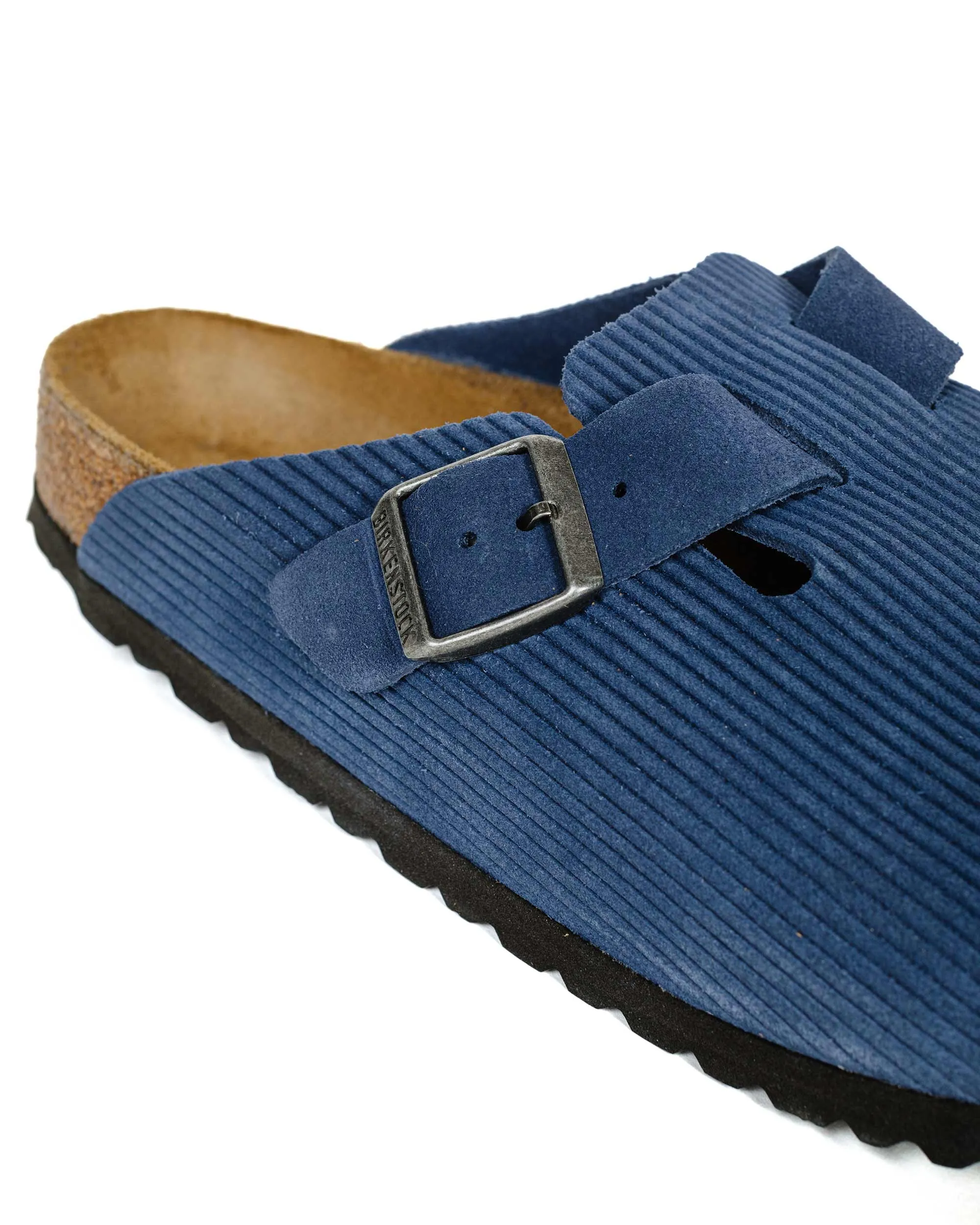 Birkenstock Boston Indigo Blue Suede Corduroy Rainy Day