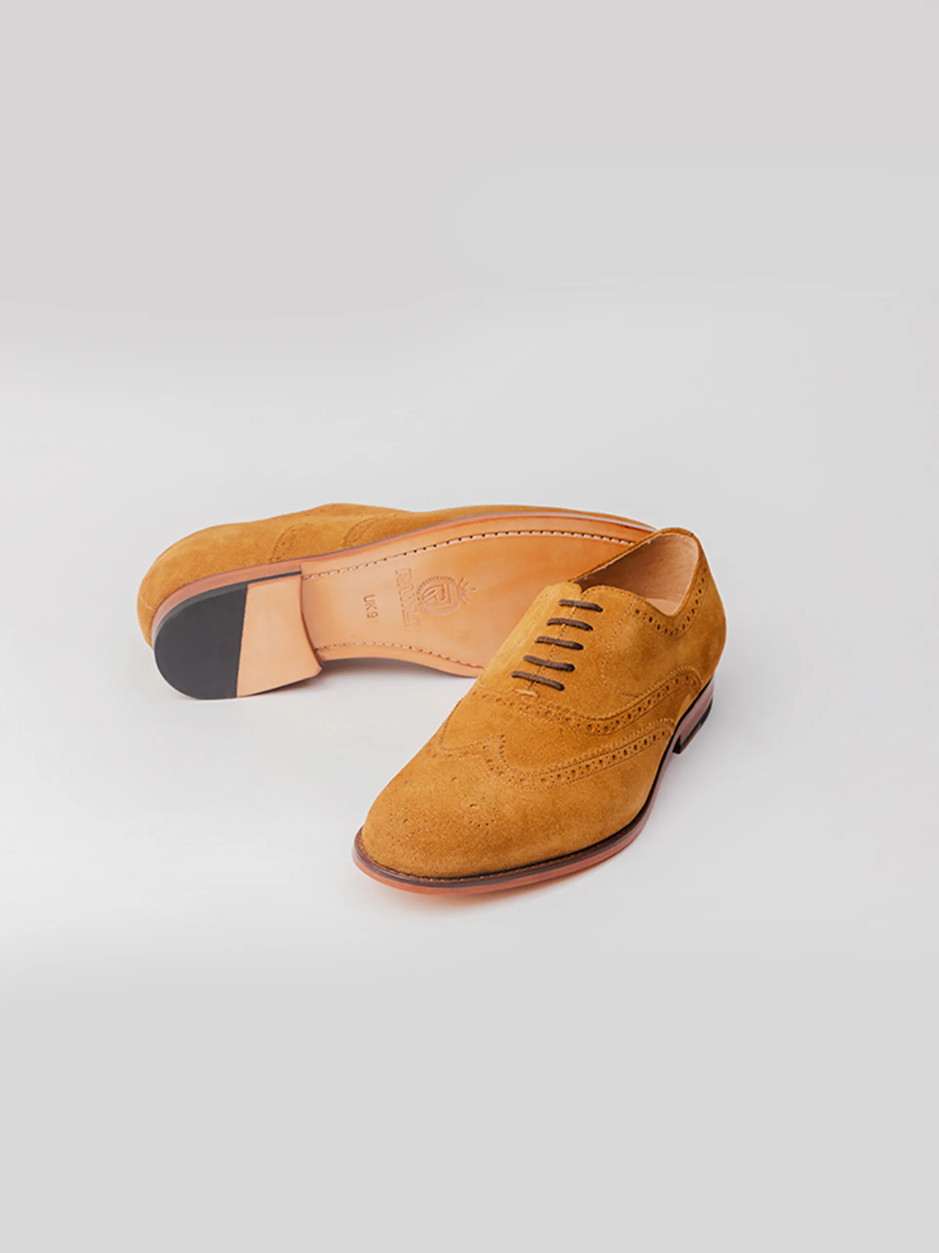 Breathable Design Office Fashion Helio Wingtip Oxford - Cognac Suede