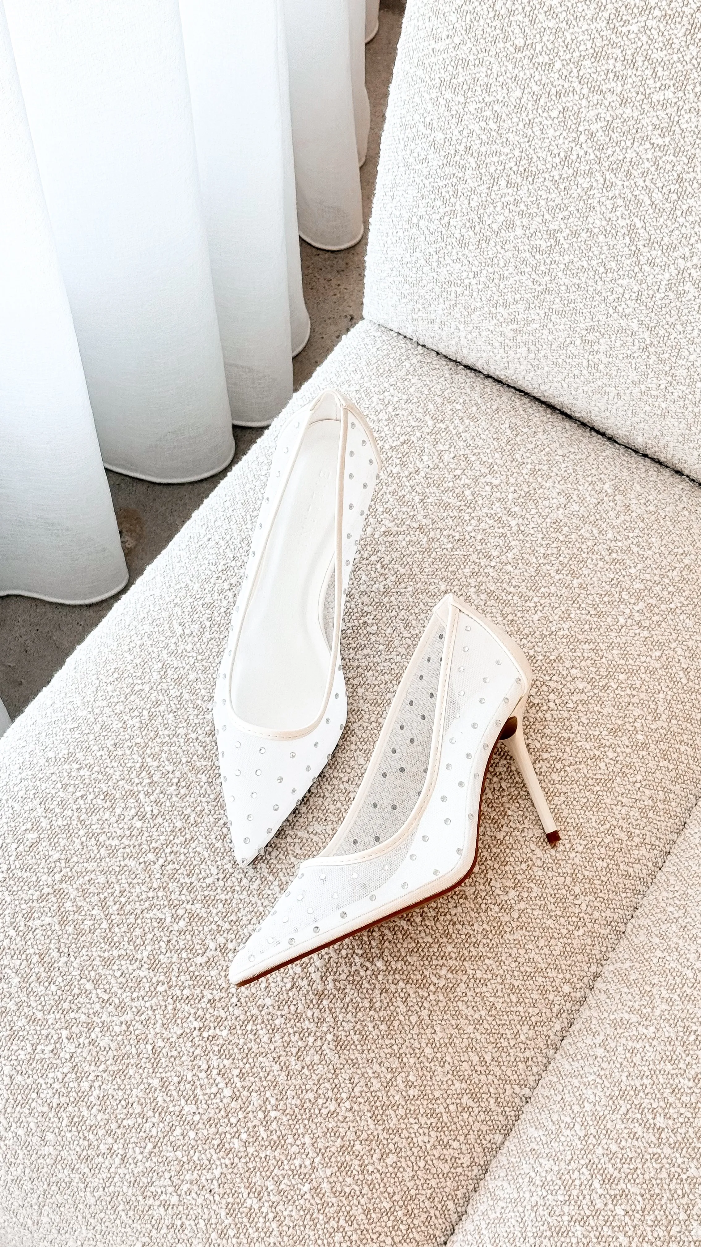 Comfortable Boots Lee Heels - White Mesh Diamante