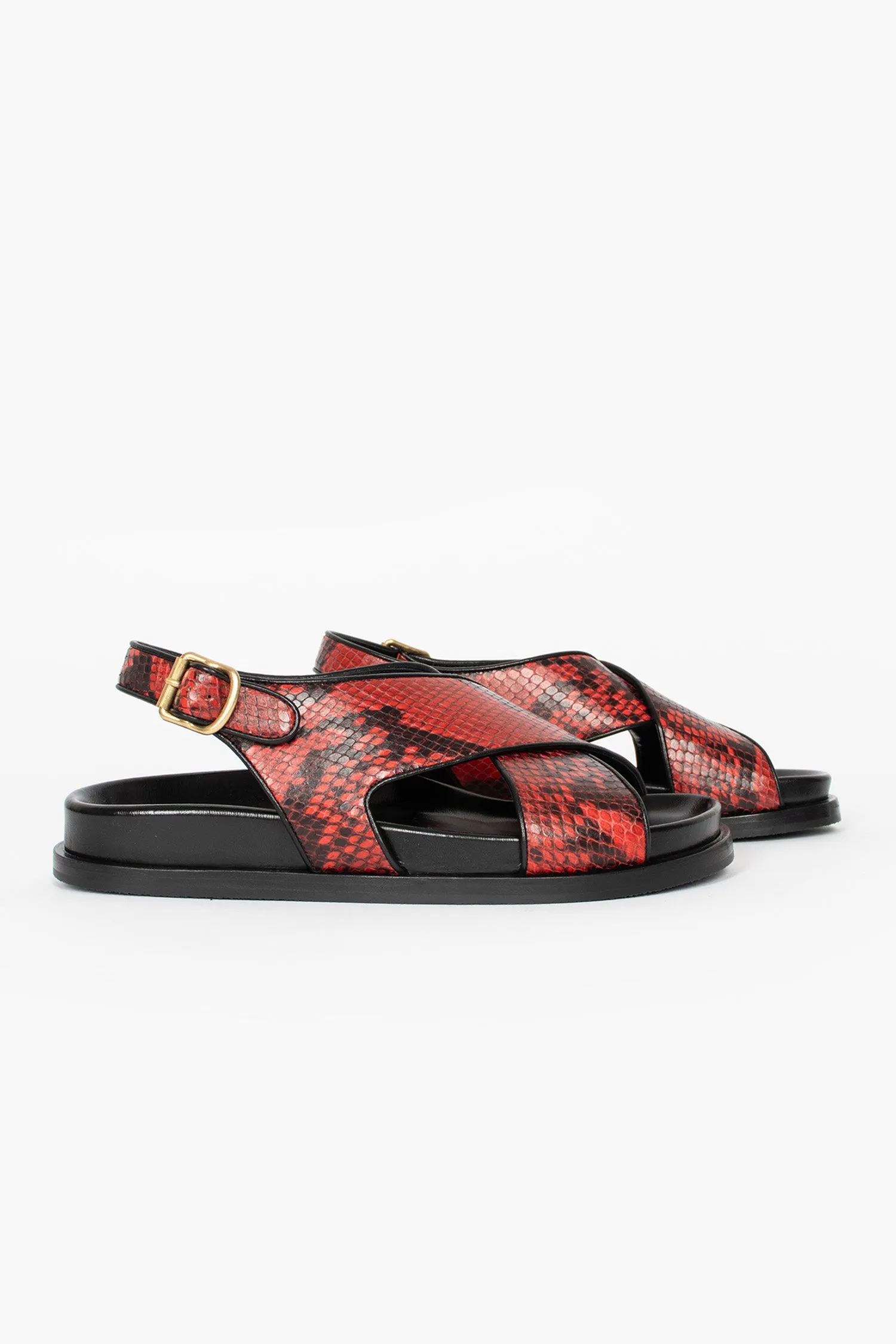 Office Friendly Anywhere Life Snake Print Sandals Vermillion