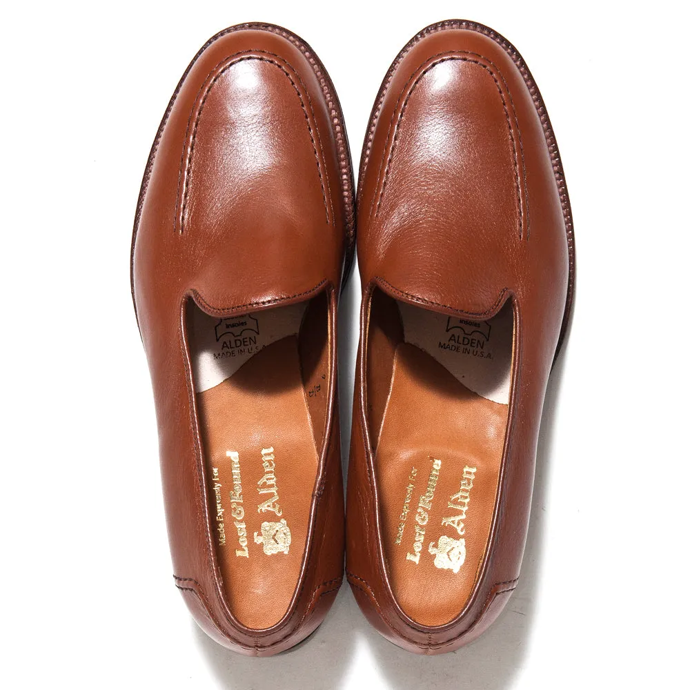 Slim Footprint Anti Friction Alden Cognac Lady Calf Slip On With Mocc Stitch