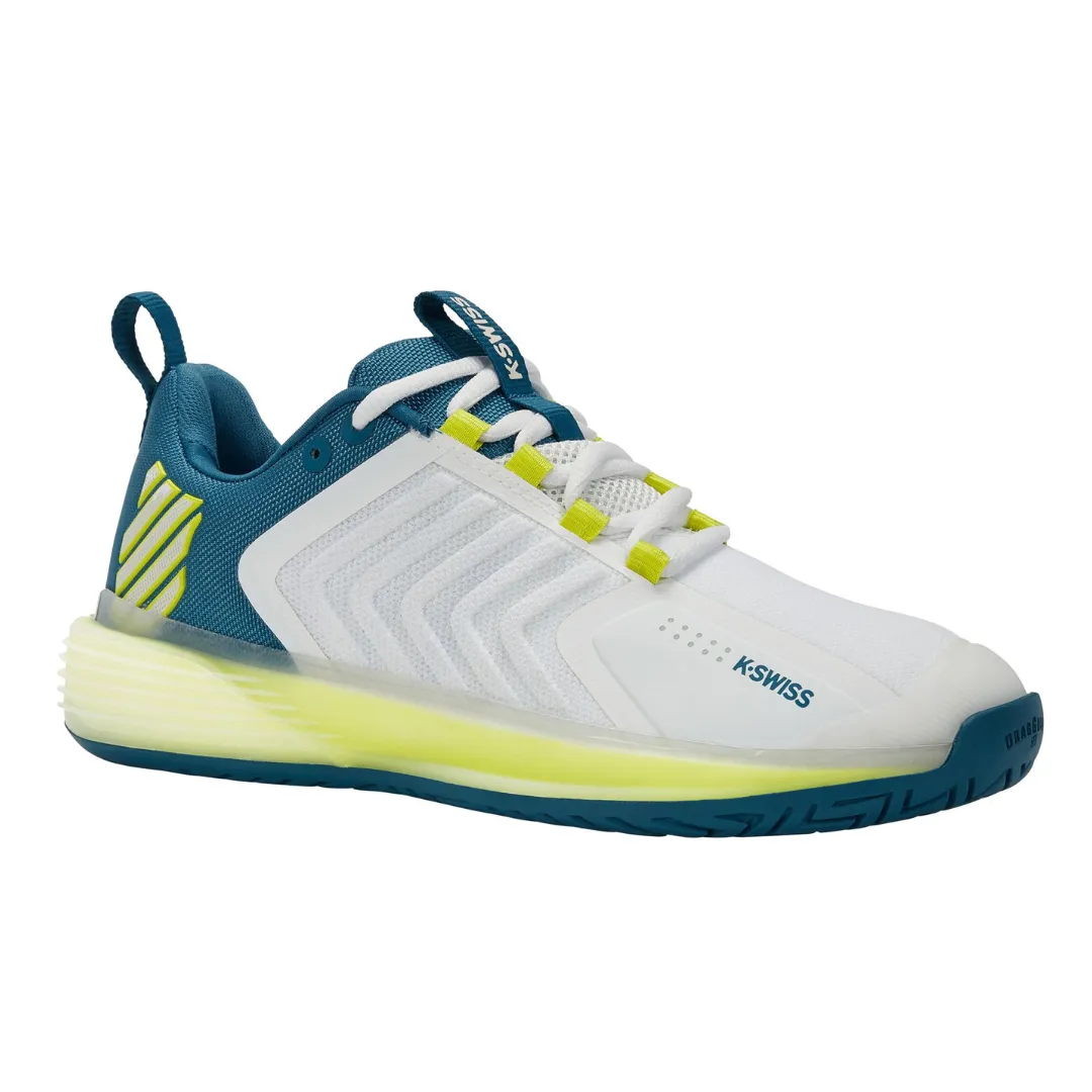 Air Cushion Lace System K Swiss Ultrashot 3 AC Men Tennis Shoes - White/Celestial/Primrose