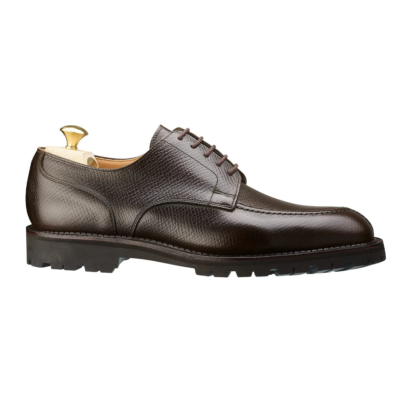 Denver Dark Brown Hatch Grain Shoe Shine