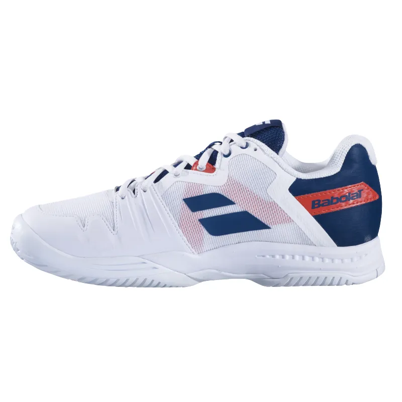 Babolat SFX3 All Court Men Tennis Shoes - White/Estate Blue High Schoolers Wide fit