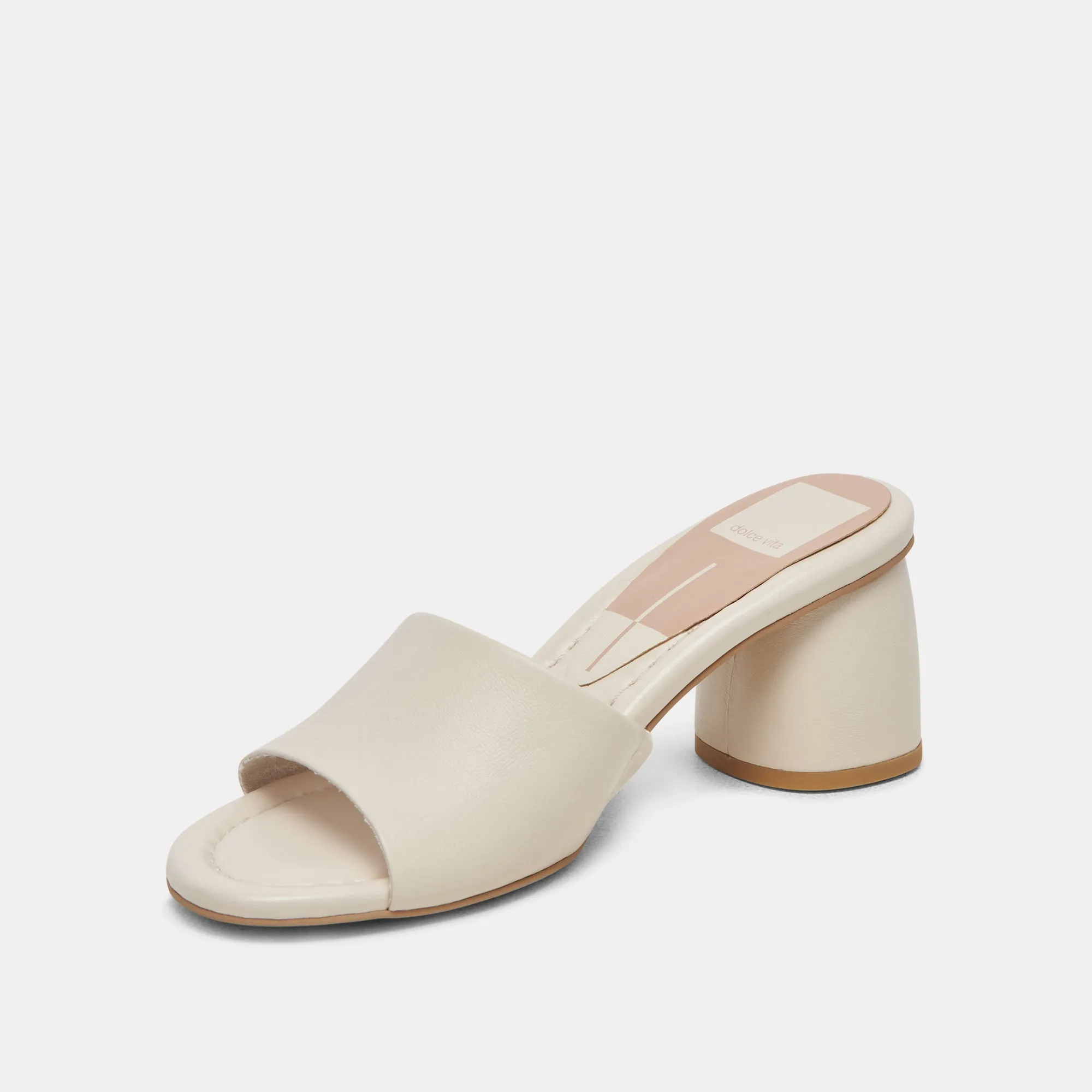 Chic Heeled Booties Stylish Look MINNY DRESS WIDE HEELS IVORY LEATHER