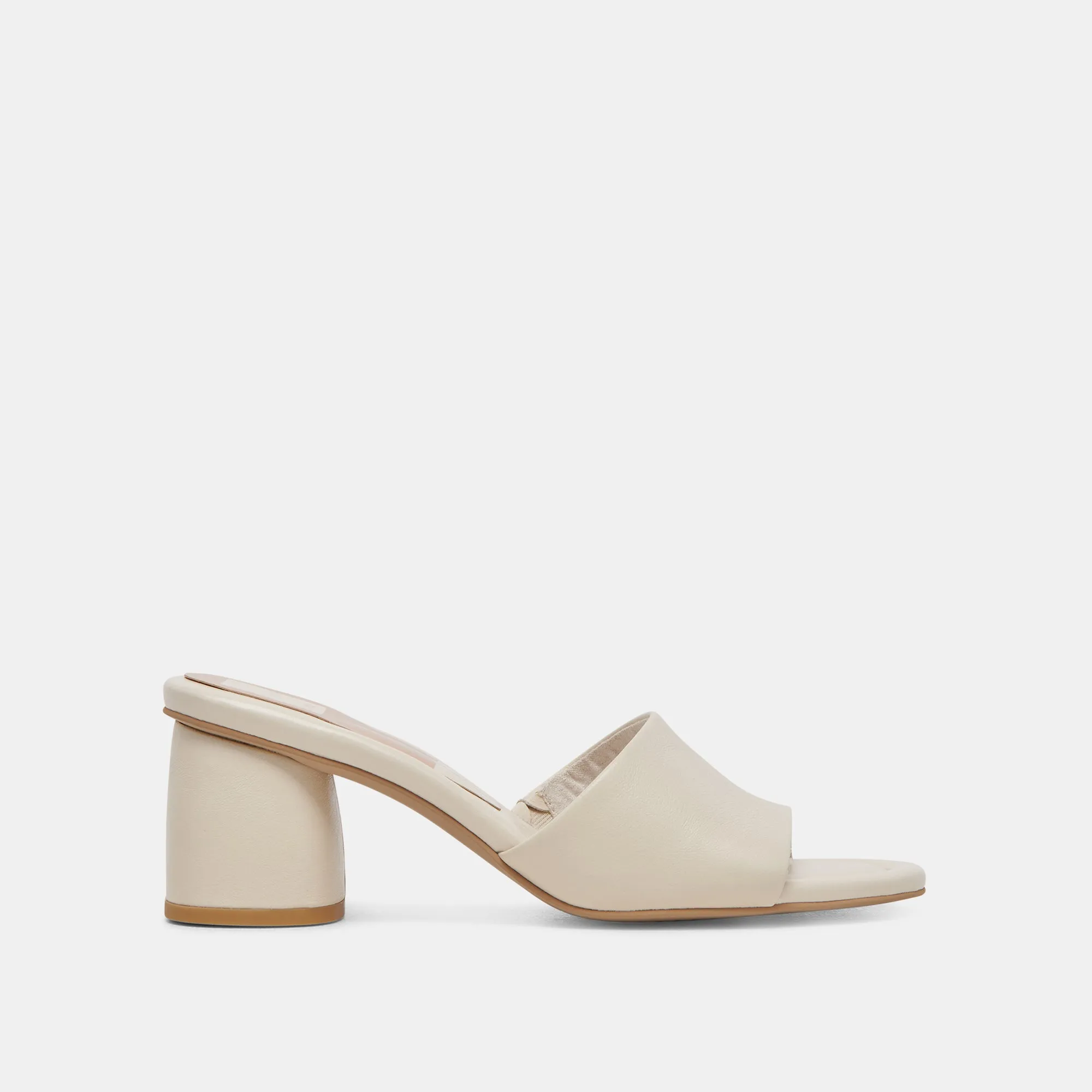 Padded MINNY DRESS WIDE HEELS IVORY LEATHER