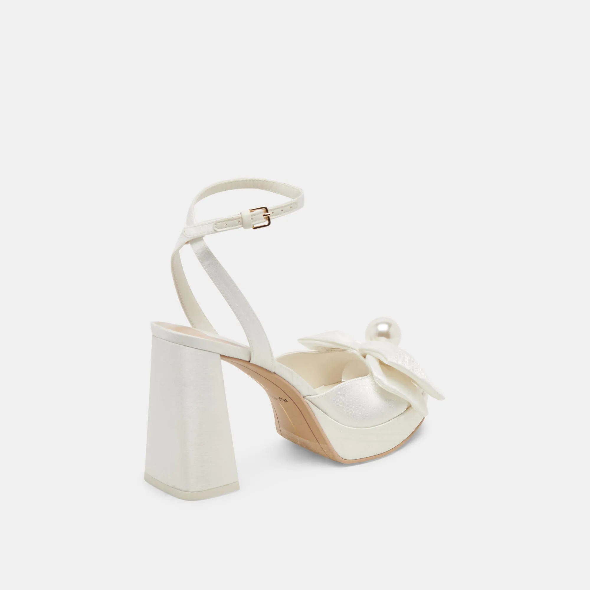 Black Tie Event Heels Flexible Sole PATTON HEELS IVORY SATIN
