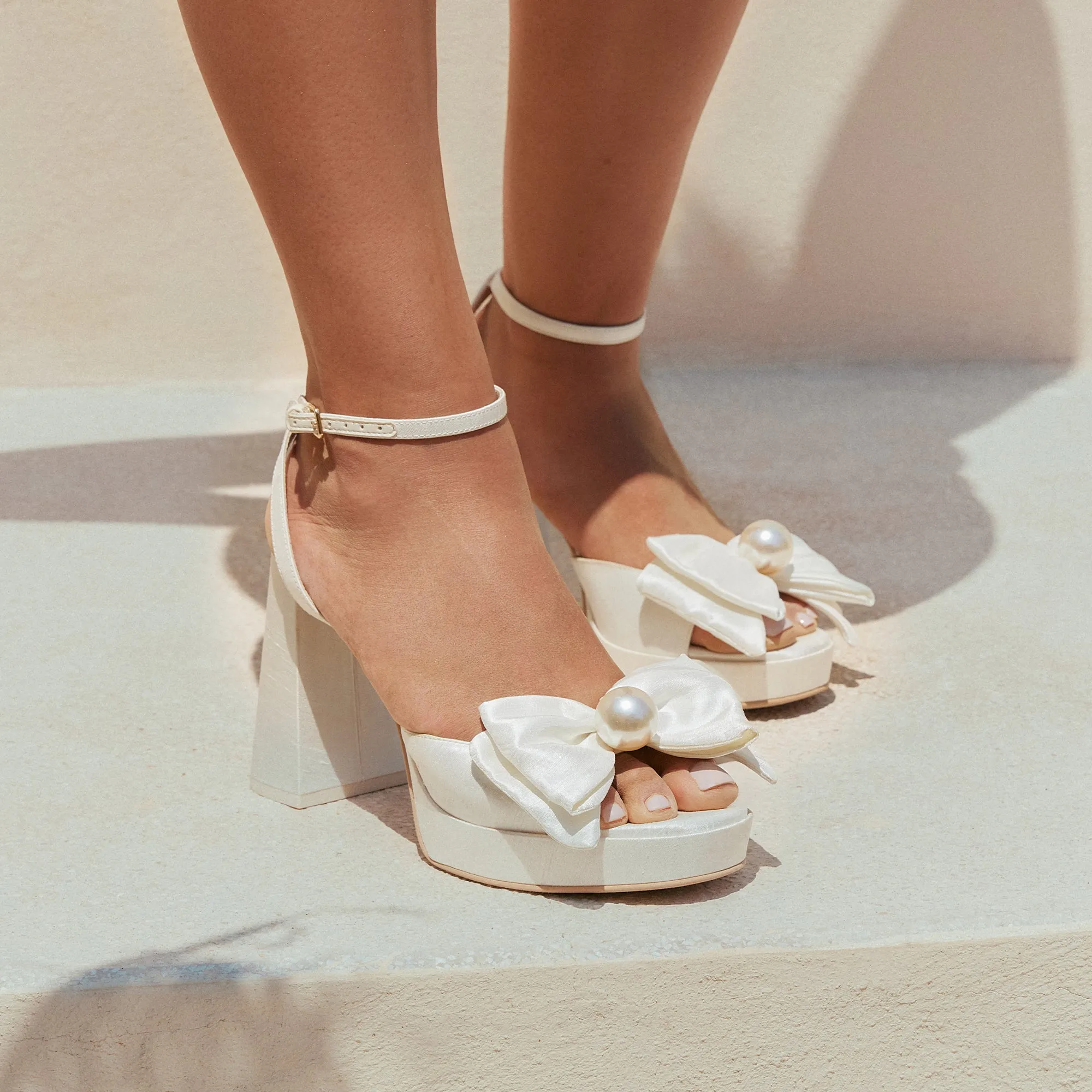PATTON HEELS IVORY SATIN Flexible Sole