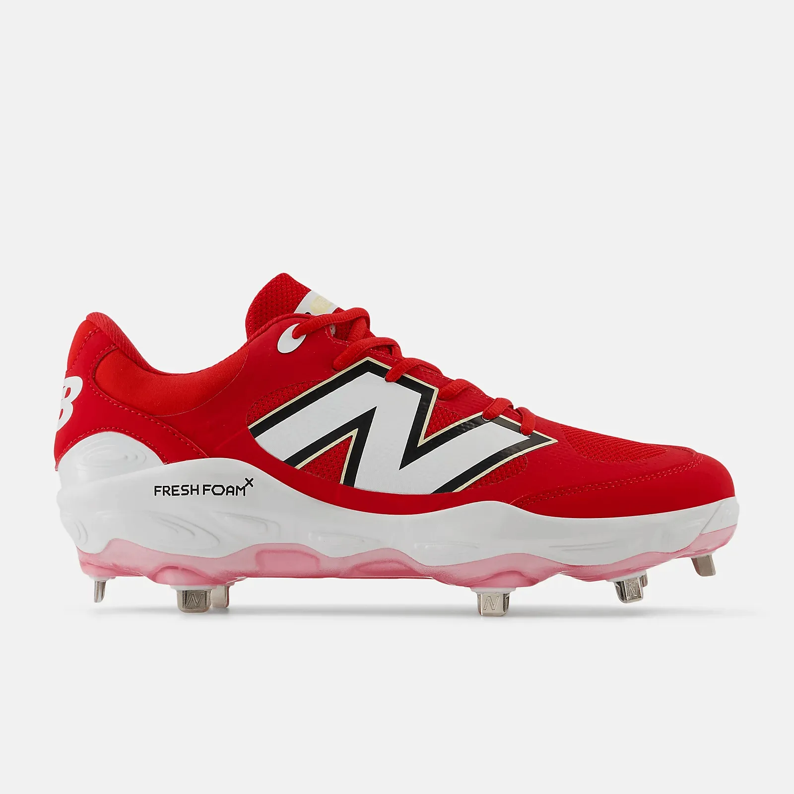 New Balance Men's Fresh Foam X 3000 v7 Metal Baseball Cleats - Red - L3000TR7 Fire Side
