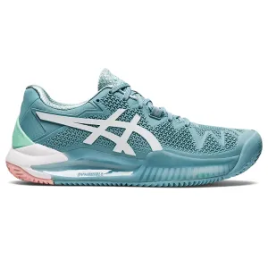 Tread Sole Comfortable Walk Asics Womens Gel Resolution 8 Smoke Blue/White Clay Tennis Shoes