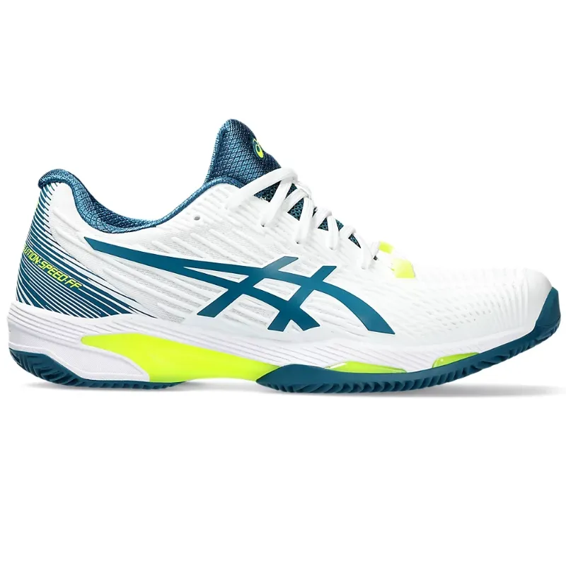 Hybrid style Asics Solution Speed FF 2 White/Restful Teal  Clay Mens Tennis Shoes