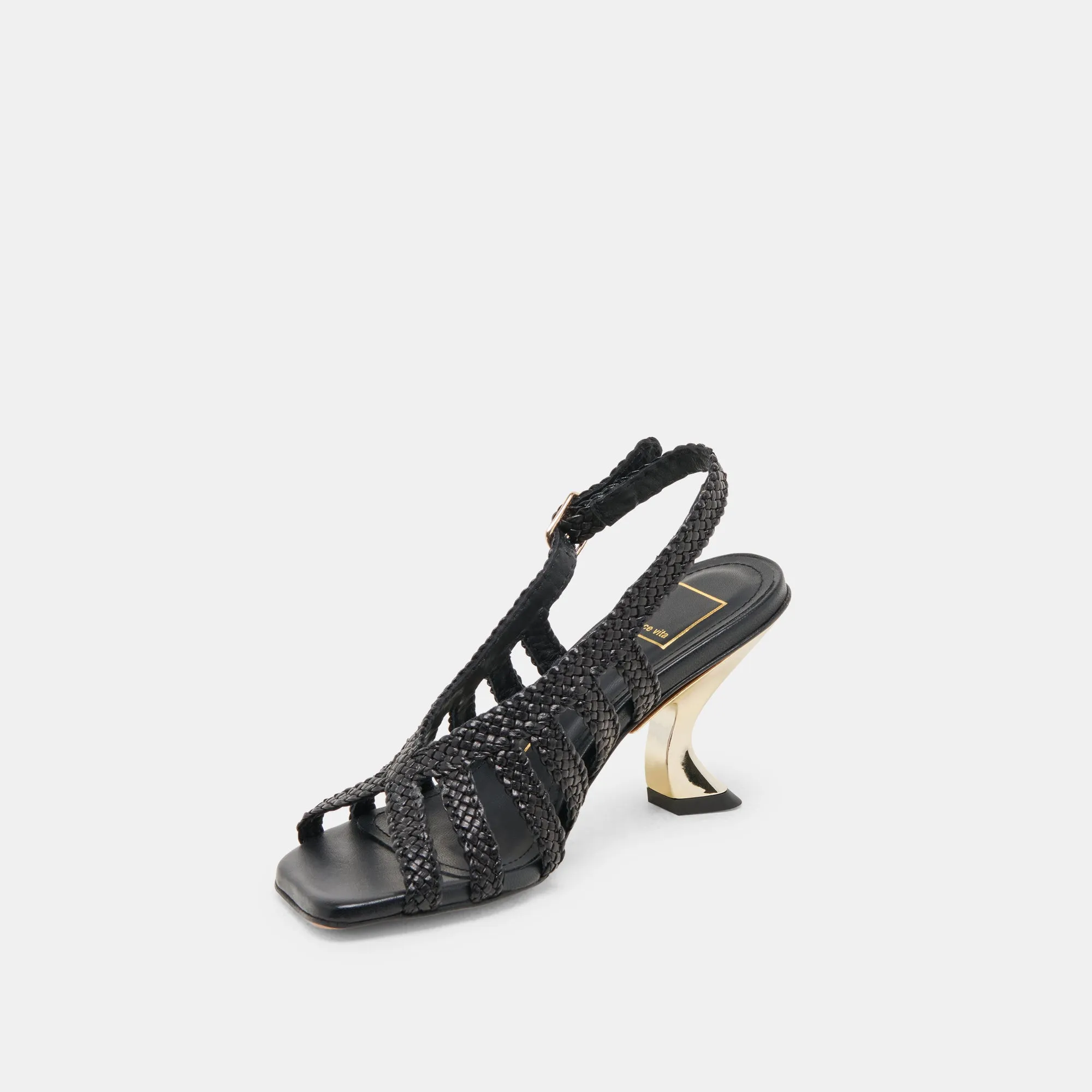 Comfortable Stilettos Customizable SICILY HEELS BLACK WOVEN LEATHER