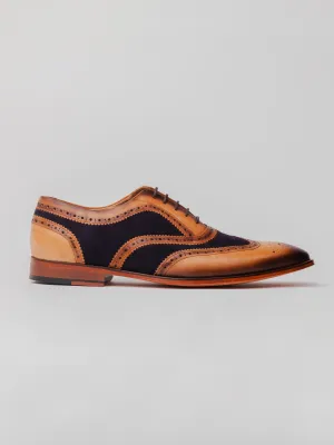 Stella Spectator Wingtip Oxford - Tan/ Blue All Season Oxfords Comfortable Feel