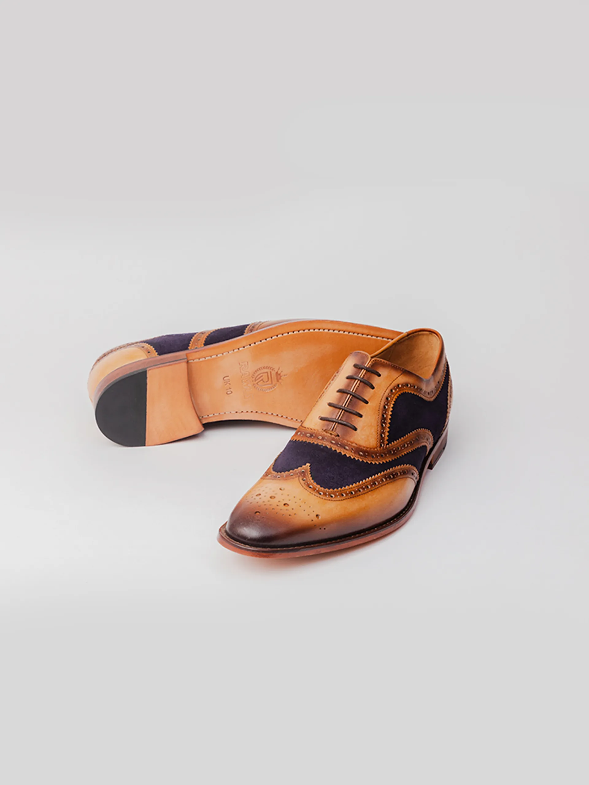 Stella Spectator Wingtip Oxford - Tan/ Blue Walk in Comfort elegant design