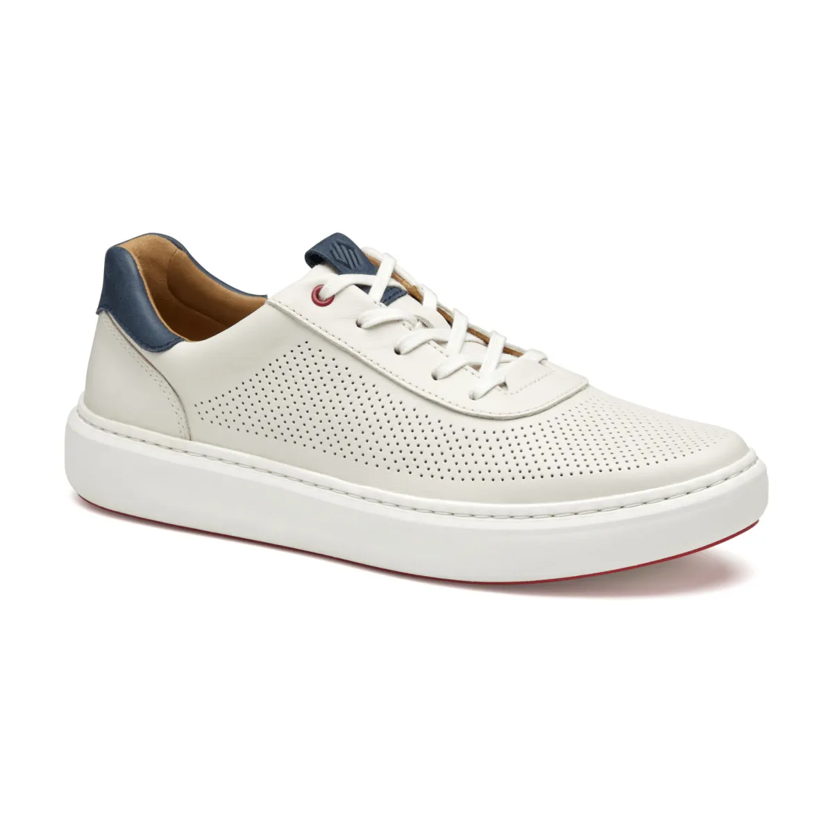 Johnston & Murphy Men's Anders Perfed U-Throat White Full Grain Light Sole
