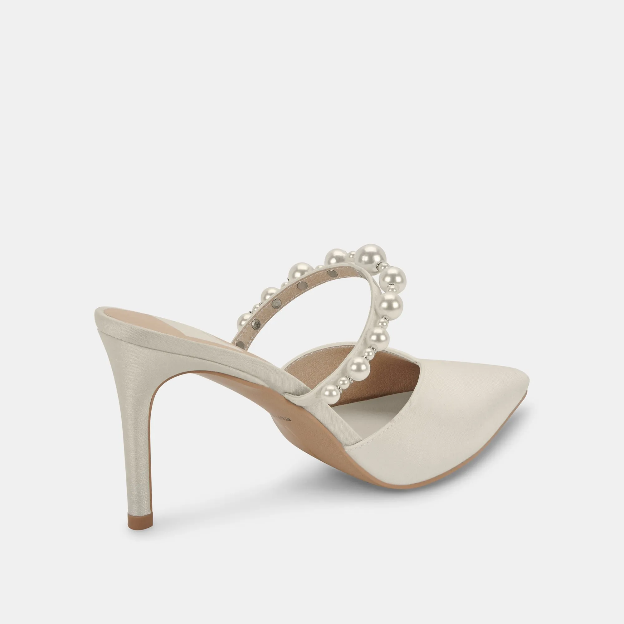 Stable Structure Timeless Footwear KANIKA PEARL WIDE HEELS VANILLA PEARLS