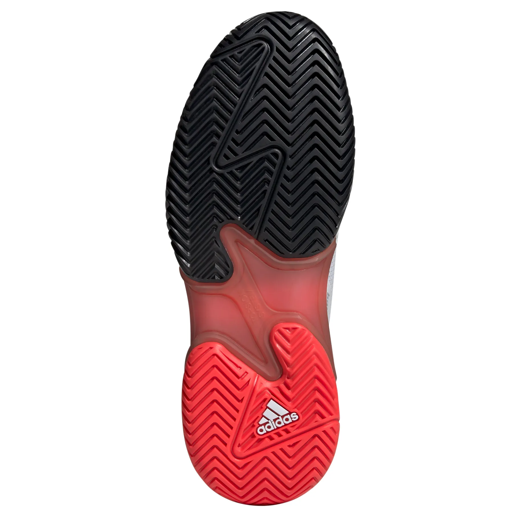 Minimal Look Adidas Barricade 13 Mens Tennis Shoes - Cloud White/Core Black/Lucid Red