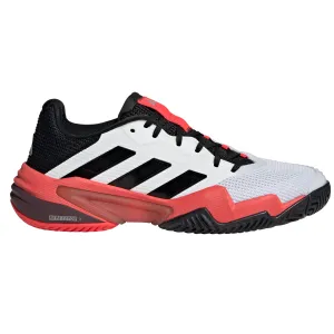 Soft Footbed Slim Shape Adidas Barricade 13 Mens Tennis Shoes - Cloud White/Core Black/Lucid Red