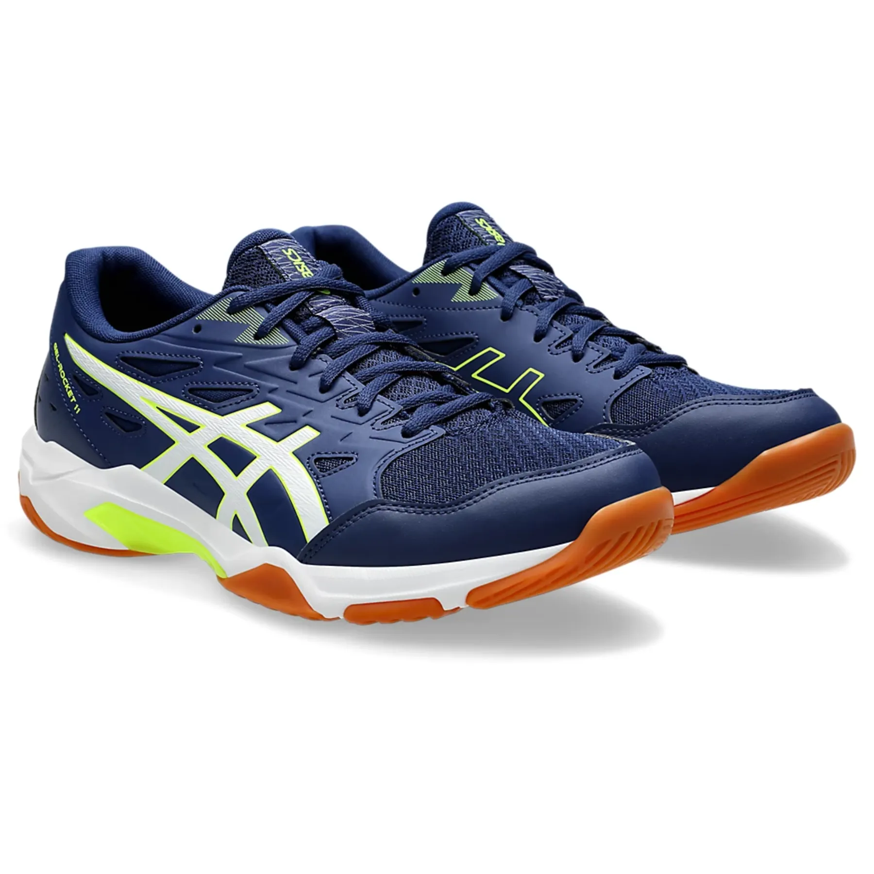 Form Fit Sport Mode Asics Gel-Rocket 11 Men Multi Court Shoes - Blue Expanse/Safety Yellow
