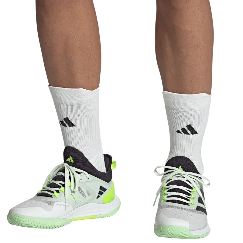 Durable Material Arch support Adidas Adizero Ubersonic 4.1 Tennis Shoes - White/Black/Lucid Lemon