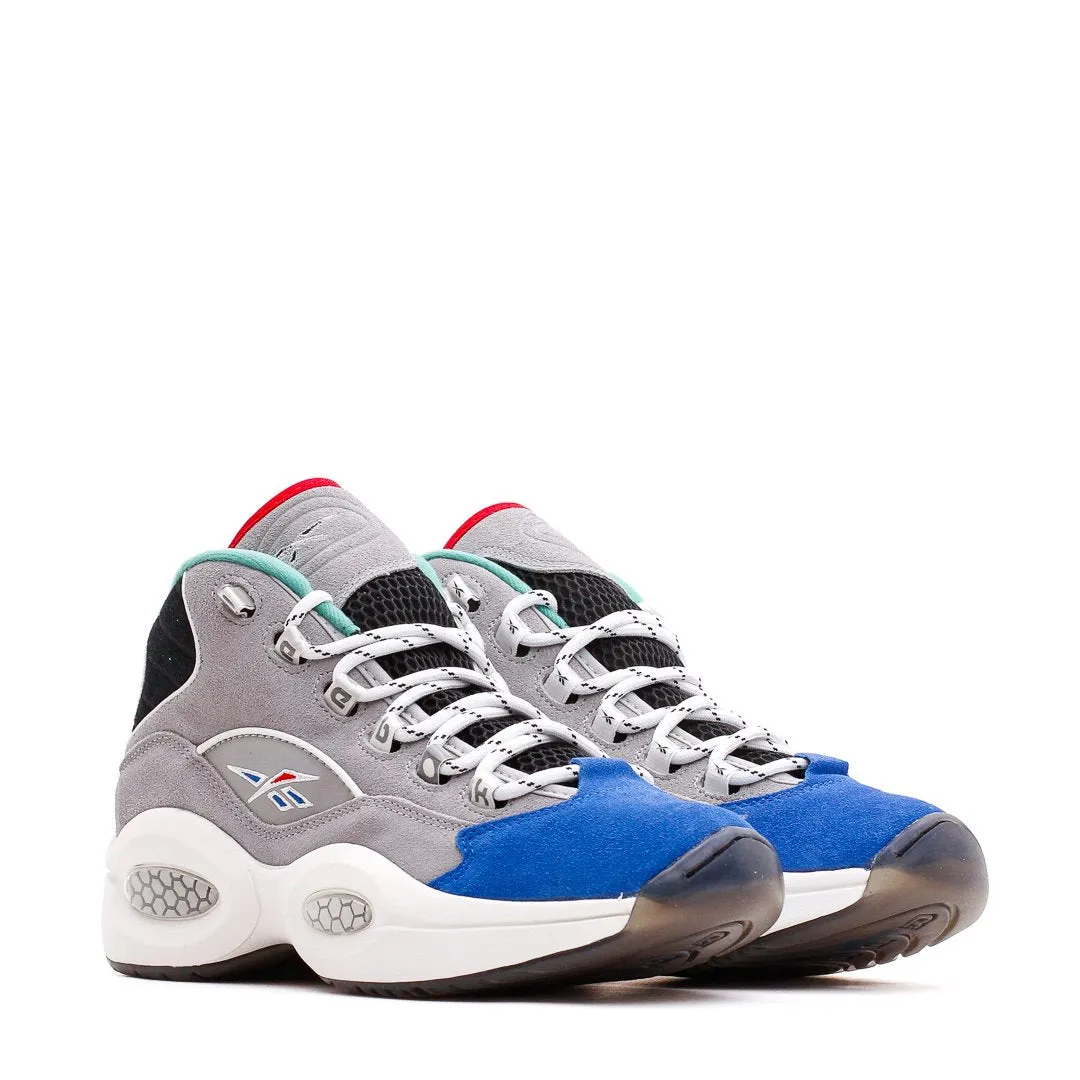 Reebok Classics Basketball Men Question Mid Allen Iverson Draft Night Grey Blue GZ7283 Foam Midsole Grip High Energy Return