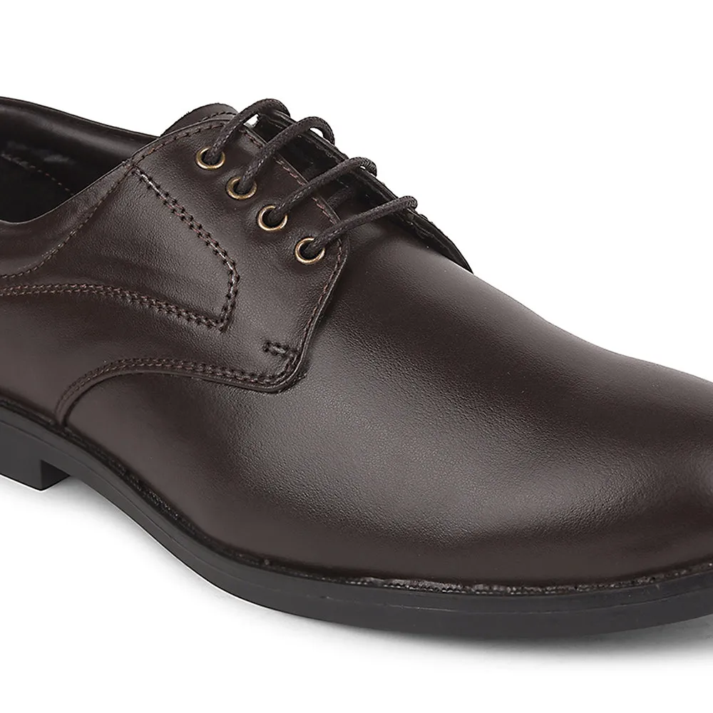 Fortune Brown Formal Lacing Derby Shoes For Men MAJESTIC-1 By Liberty Fit Comfort Urban Fashion