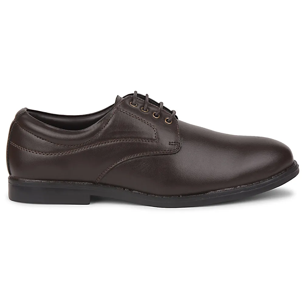 Smooth Sleek Touch Office Footwear Fortune Brown Formal Lacing Derby Shoes For Men MAJESTIC-1 By Liberty