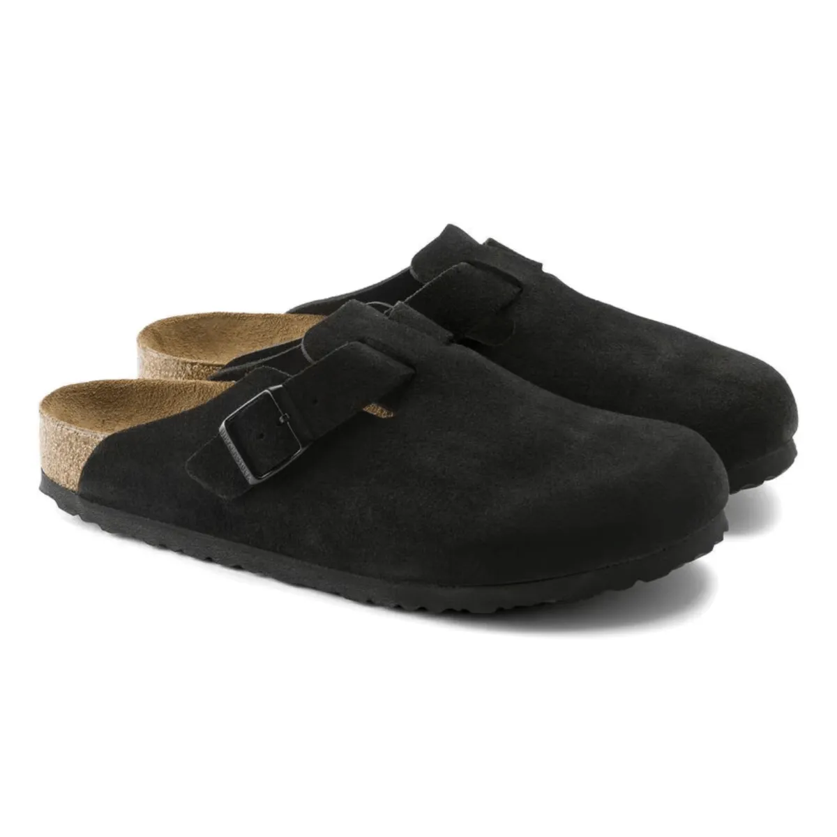 Grab Easy Pet Jog Birkenstock Men's Boston Soft Footbed Black Suede Leather