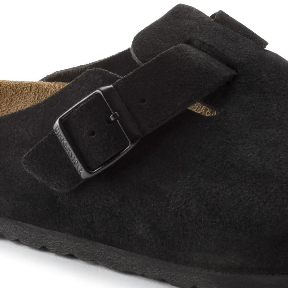 Birkenstock Men's Boston Soft Footbed Black Suede Leather Street Mode
