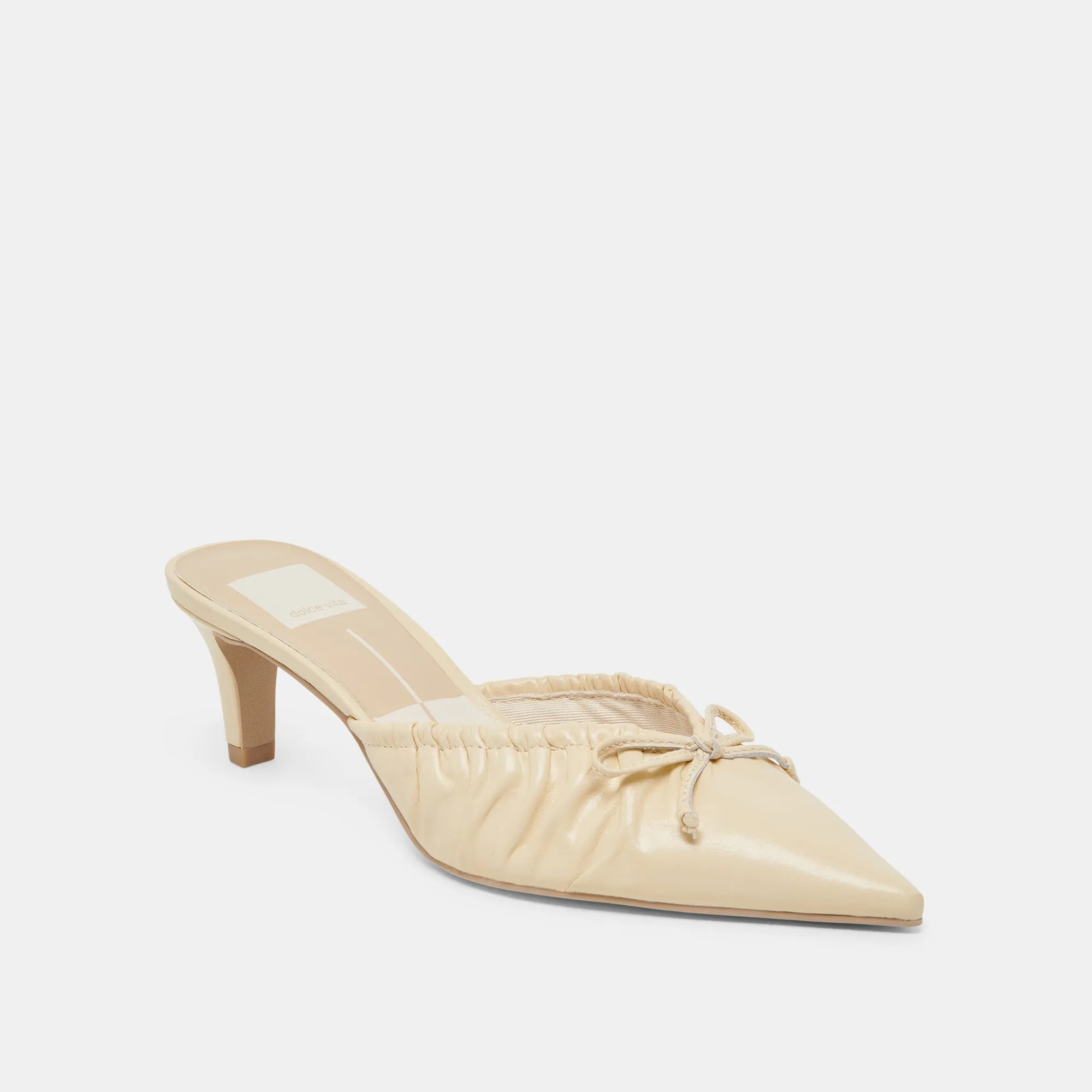 KAIRI MID HEELS LIGHT YELLOW CRINKLE PATENT Dressy Footwear Daytime Heels